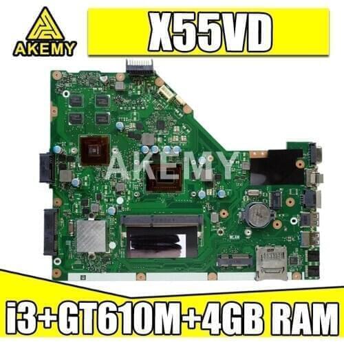 AKemy X55VD For ASUS X55VD X55V X55C X55VDR Laptop motherboard I3-2350M CPU REV.3.1 4GB with graphic card Mainboard test good