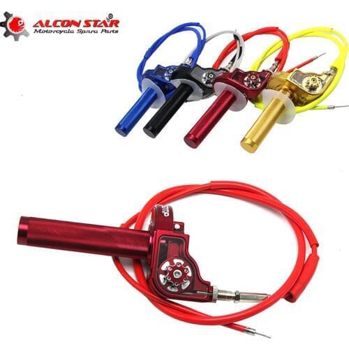 Alconstar- Motorcycle Grips 7/8" 22mm Handle Throttle Clamp Hand Grip with Throttle Cable for 50-250CC ATV Quad Pit Dirt Bike