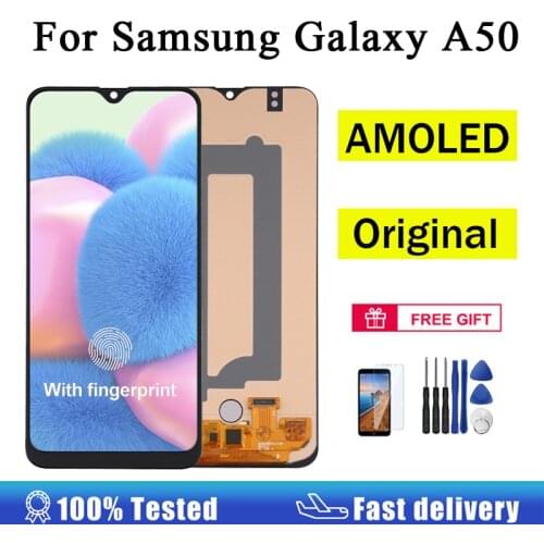 AUMOOK 6.4" Original AMOLED For Samsung Galaxy A50 LCD Display Touch Screen Digitizer For Samsung LCD Screen Replacement part
