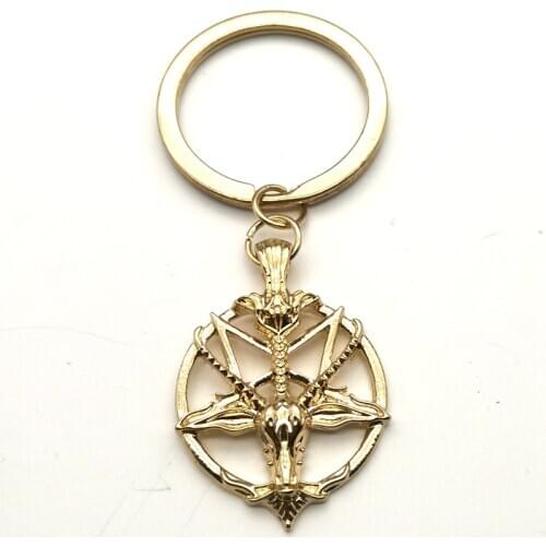 Pentagram Pan God Skull Keychain Gothic Pendant Satan Keychain Devil Mysterious Jewelry