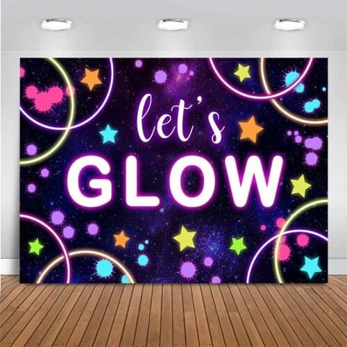 Lets Glow Backdrop Photography Splatter Glowing Birthday Photo Background Decor Graffiti Party Customize Photocall Backdrop