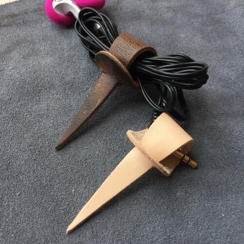 Cable Holder Organizer Bobbin Winder Genuine Leather Earphones Cable Management Wrapped Cord Line Wrap Wire wirding thread tool