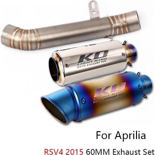 For Aprilia RSV4 2015 Motorcycle Exhaust Pipe Middle Link Pipe Slip On 60MM Exhaust Muffler Pipe Removable DB Killer Escape Pipe