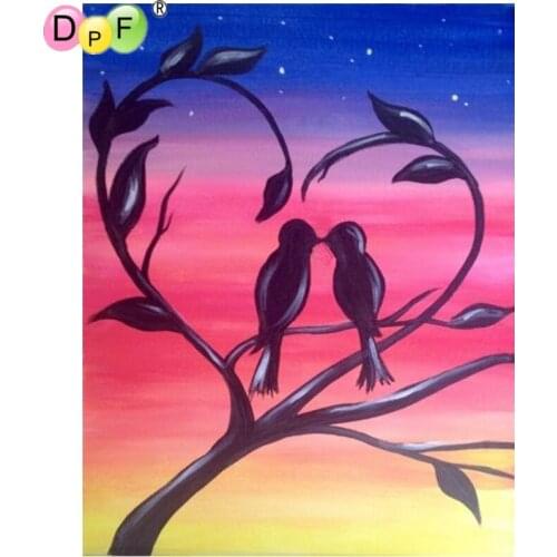 DPF DIY Love birds 5D diamond embroidery crafts diamond mosaic kit square diamond painting cross stitch home decor wall painting