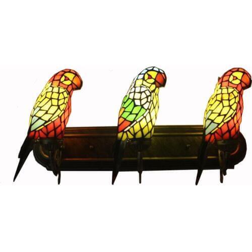 European Glass Parrot Corridor Wall Light Tiffany splicing Glass Bird Stand Bedroom Wall Sconce Balcony Hallway Porch Wall lamp