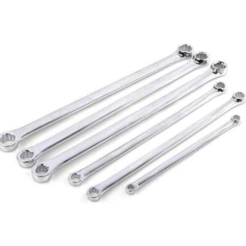 6Pcs/Set 23/40cm Long Metal Double Ring Box End Combination Wrench Chrome Vanadium Steel 8mm - 19mm Ratchet Spanner