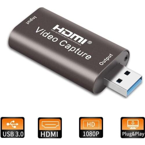 USB 3.0 4K 60Hz Video Capture Card HDMI-compatible Video Grabber Record Box for PS4 Gaming DVD Camcorder Camera Recording Live