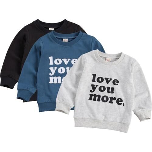 Toddler Kids Girls Boys Sweatshirts, Long Sleeve Round Neck Letter Printed Casual Pullover Tops 6M-4Y Spring Autumn