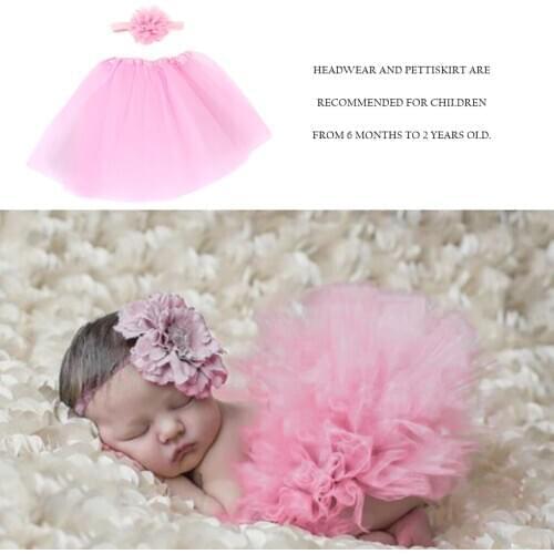 Newborn Clothing Suit Baby Girls Tulle Tutu Skirt With Flower Headband Set Newborn Photography Props Baby Gift Cute Bubble Skirt