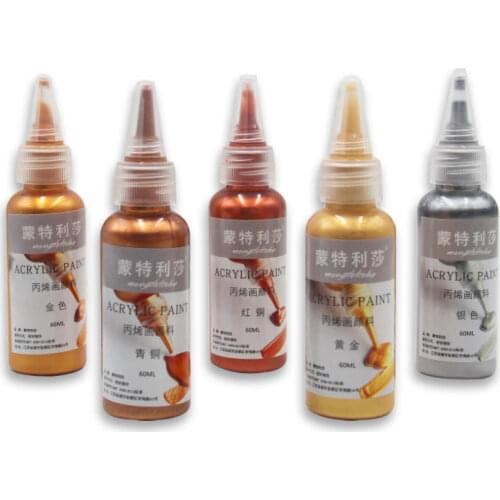 60ml Acrylic Paint Metallic Gold Silver Copper For Epoxy Resin Jewelry Making Plaster Doll Handmade DIY Colorant Pigment