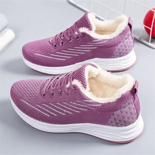 Winter Plus Velvet Thick Cotton Shoes for Women Casual Sneakers Lightweight Comfortable Flat Non-slip Women Running Shoes