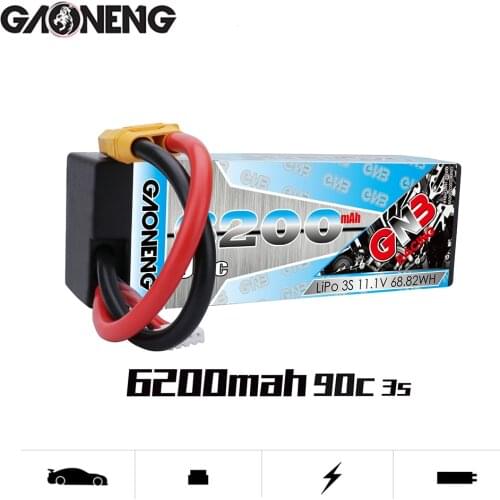 Gaoneng GNB 6200MAH 3S 11.1V 90C Hardcase LiPo Battery Pack With XT60 Connectors T Plug for RC Car four Drive RC Car Boat