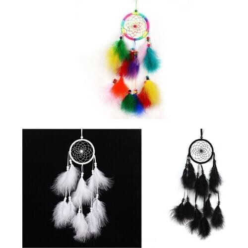 Girl Heart Dream Catcher National Feather Ornaments Lace Ribbons Feathers Wrapped Lights Girls Room Decor Dreamcatcher