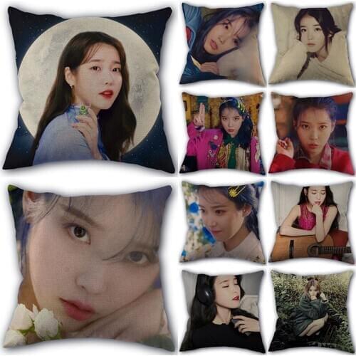 IU Pillowcase Cotton Linen Fabric Square Zippered Pillow Cover For Office Family Decoration Size 45X45cm Eco-Friendly Not Fade