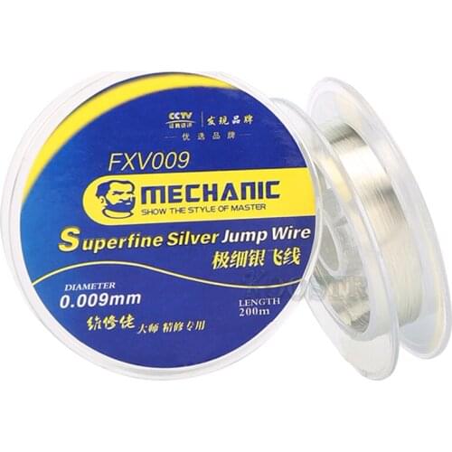 Mechanic FXV009 0.009mm 200M Superfine Silver Jump Wire Ultra Fine Fly Line For iPhone Fingerprint Mainboard Chip Repair