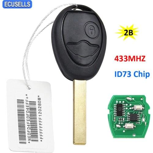 New Replacement OEM 2 Button Remote Key 433MHZ ID73 Chip Smart Car Key Fob for BMW Mini Rover 75 2002-2005 Uncut Blade