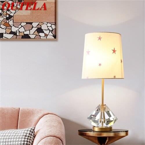OUTELA Brass Table Lamp Contemporary Creative Crystal LED Desk Light Decoration for Home Bedroom