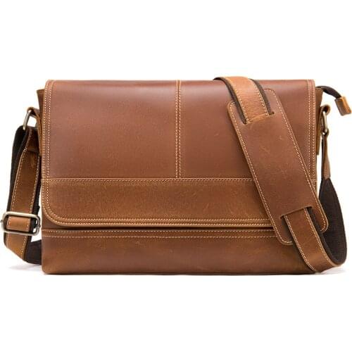 Crazy horse Real leather Bags Men briefcase Retro Genuine Leather Briefcase Business Messenger Bag Male 13.3 inch Laptop handbag