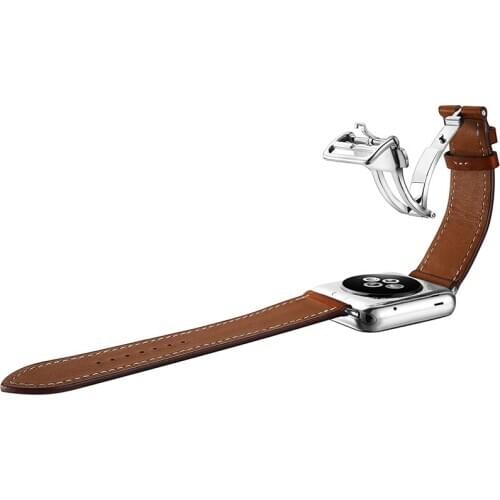 Deployment Buckle strap for apple watch 5/4/3/2/1 Genuine leather correa apple watch band 44mm 42mm 40mm 38mm iwatch accessories