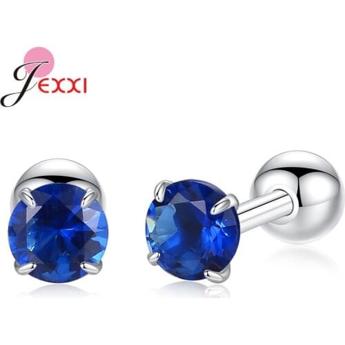 New Arrival Women Girls Fashion Multicolor Round Zircon Four Claw Stud Earrings Wedding Party Jewelry Accessory