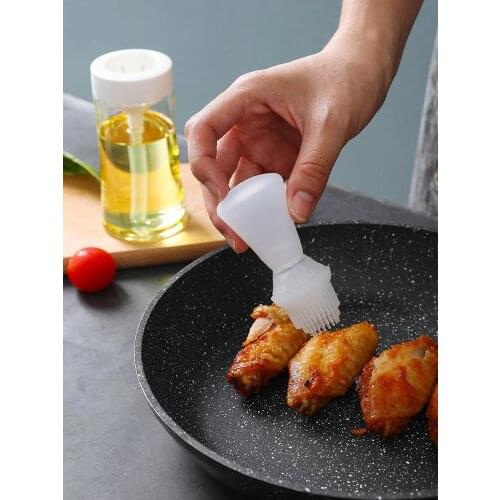 Oil Brush With Oil Bottle Kitchen Pancakes Household Baking Oil Brush High Temperature Resistant Silicone Small Barbecue Brush