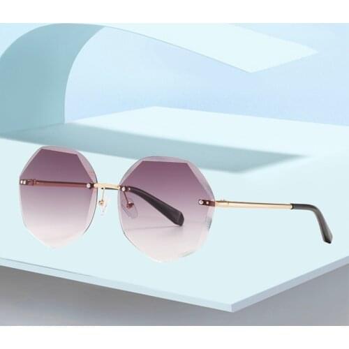 Classic Trend Retro Polygon Frameless Sunglasses For Women Men Design Ladies Ocean UV400 Sun Glasses Shades Eyewear