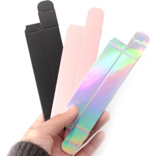 Custom Lip Gloss Boxes 12*2*2cm Black/Holographic Empty Paper Box Packaging Wholesale Lip Gloss Tubes For Lip Containers