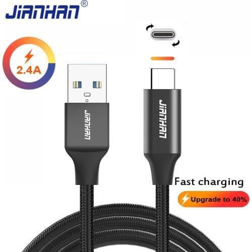 USB CType C Cable For Samsung Galaxy S8 S9 2.4A Quick Fast Charge Phone USB 3.0 Type-C USB Cabo For Oppo Find X Xiaomi