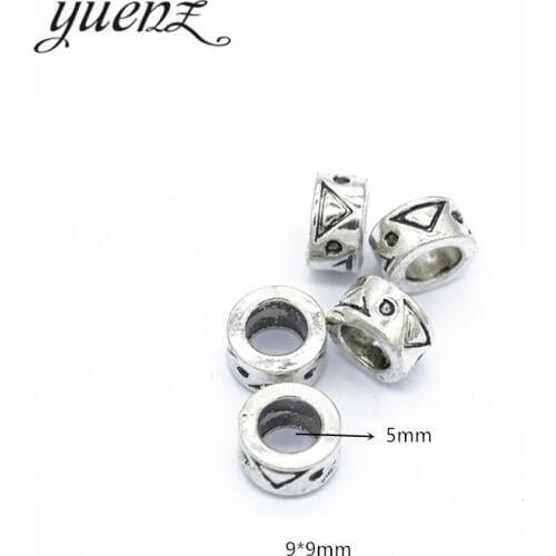 YuenZ 15pcs Antique Silver color Big Hole Beads Spacers Beads Fit European Charm Jewelry Accessories DIY Findings R166
