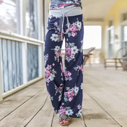 2021 Autumn Floral Wide Leg Pants Women High Waist Pants Women Plus Size Wide Loose Pants Trousers Women Sweatpants