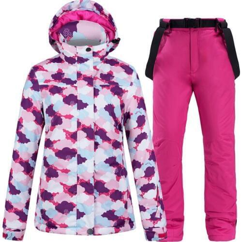 Winter Skiing Suit Women Snowboard Clothing Trouser Windproof Waterproof Skiing Jacket Pant Super Warm Hooded Winter Sport Wear