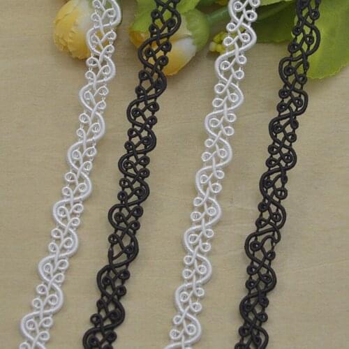 10Metres 10mm Black White S Shape Curve Wavy Lace Braids Ribbon Lace Clothing Decorative Webbing Tapes Home DIY Sewing Crafts