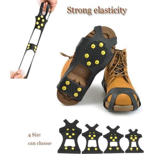 10 Stud S M L XL Universal Ice Non Slip Snow Shoe Spikes Grips Cleats Crampons Winter Climbing Safety Tool Anti Slip Shoes Cover