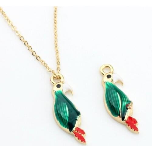 10pcs/lot Zinc Alloy Charms Animal Mini Parrot Bird Cute Animal Enamel Charms Pendant For DIY Necklace Jewelry Accessories