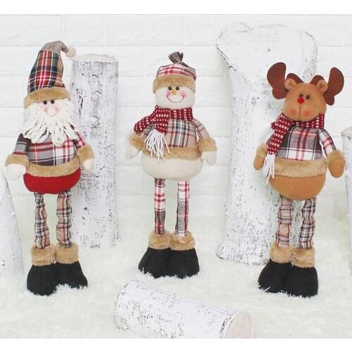 20 Inch Christmas Plush Toy Cute Standing Santa Elk Claus Doll With Telescopic Legs And Flexible Arms Home Christmas Decoration