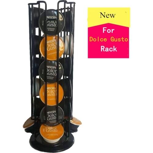 24 Cups Rotatable Coffee Pod Holder For Dolce Gusto Capsule Iron Chrome Plating Display Capsule Rack Stand Storage Shelves