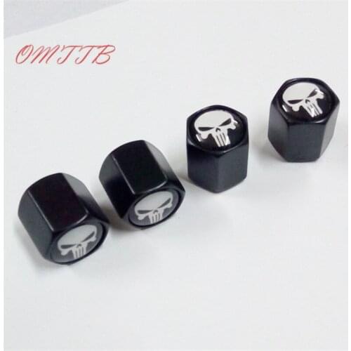 4pcs Black Car Badge Wheel Tire Valve Cap Cool Auto Tyre Dust Cap Skull Logo for bmw benz audi vw skoda mazda toyota car styling