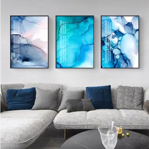 Colorful Ink Abstract Wall Art Canvas Poster and Print Modern Artwork Picture Painting Contemporary Nordic Home Room Decoration