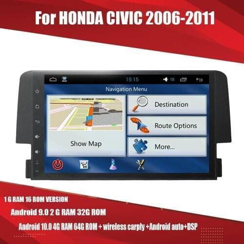 Aucar Android 9" Car radio for Honda Civic 2016 2017 car multimedia navigation GPS Radio WIFI Stereo 2 DIN Android