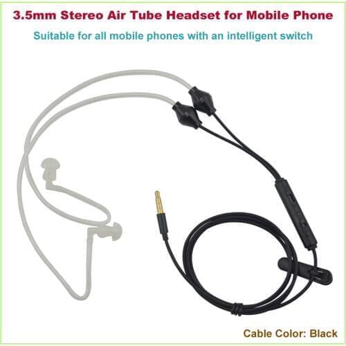 Free Shipping Universal 3.5mm Stereo Air Tube Headset for All Mobile phones(Color Black)