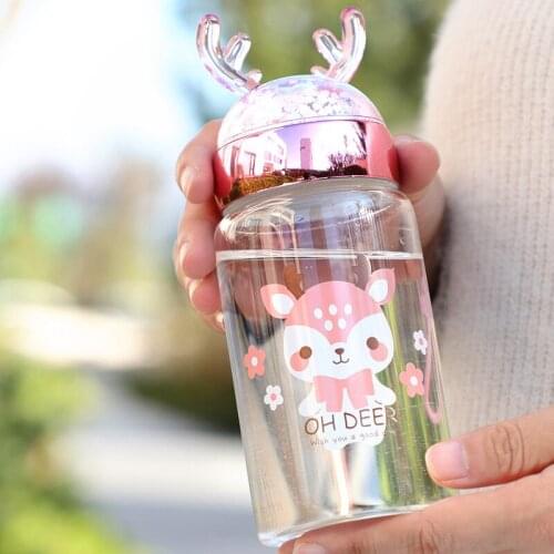 Fawn Glass High Appearance Level Water Bottle with Cap and Strap for Stylish Personality Small Convenient Safe Sealed Coffee Cup