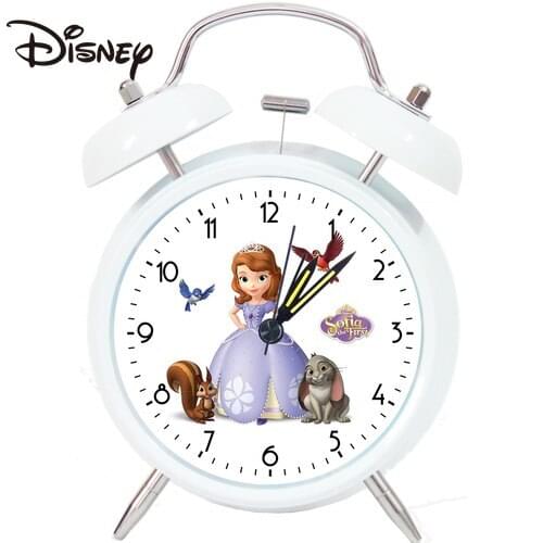 Disney Sofia Little Princess Sofia Girl Bedroom Desk Cartoon Student Children Alarm Clock Metal Ring Mute Light