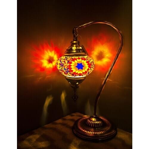 Handmade Turkish Moroccan Mosaic Authentic Vintage Art Deco Table Bedside Lamp, 6 Colors