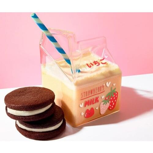 380ml Square Milk Glass Milk Box Glass Mug Milk Box Cup