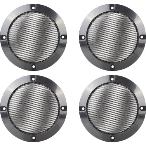 X Autohaux 4'' 6.5" Glossy Black Car Metal Speaker Cover Mesh Subwoofer Grill Horn Guard Loudspeaker Protective