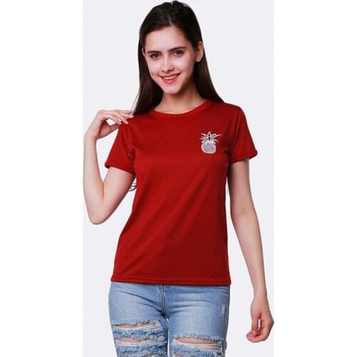 Fashion T Shirt Pineapple Print Short Sleeve T-Shirt Women Harajuku Korean Style T Shirt New Female Pineapple Cute Top Tees