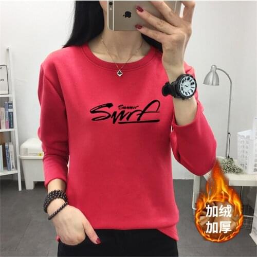 Fashion 2020 Women Sweatshirt Harajuku Tops Letter Printed Long Sleeve Slim Hoodies Casual O-Neck Pullover Black Red Streetwear