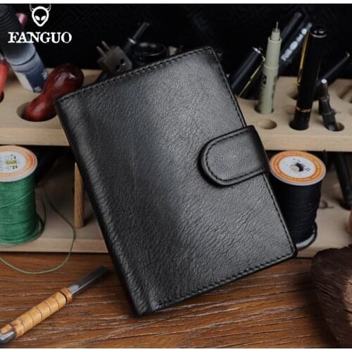 Mens Wallet Casual Credit Card Wallets Genuine Leather Bills Package Photo Slot Coin Purse For Male Brief Paragraph Money Clip