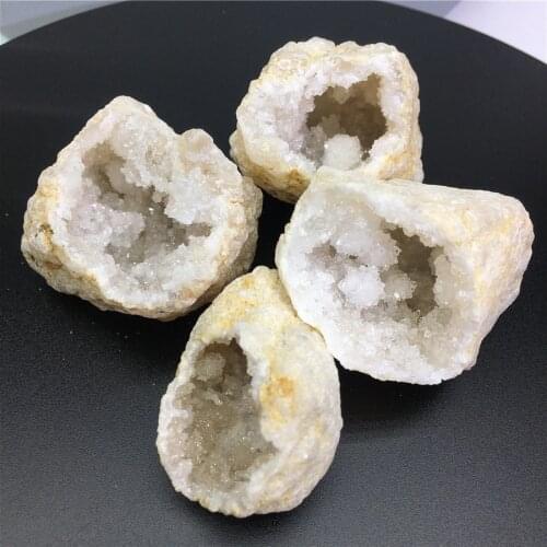 Natural White Crystal Hole Clusters Of Rough Rock Geode Stone Mineral Samples
