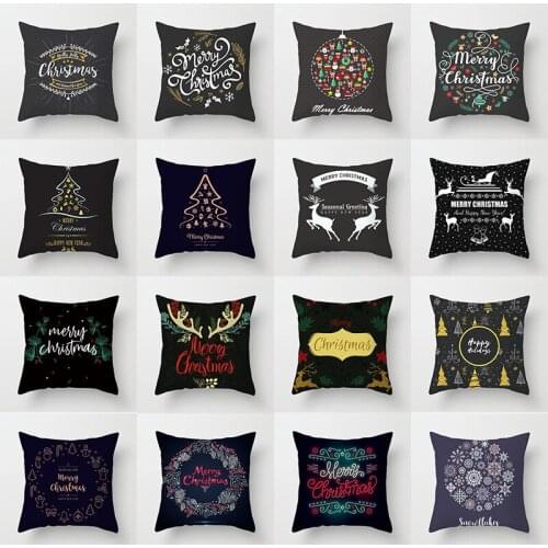 Merry Christmas Pillowcase Polyester Sofa Car Seat Cushion Cover Happy New Year Bedroom Home Decor Soft Decorative Covers 45*45